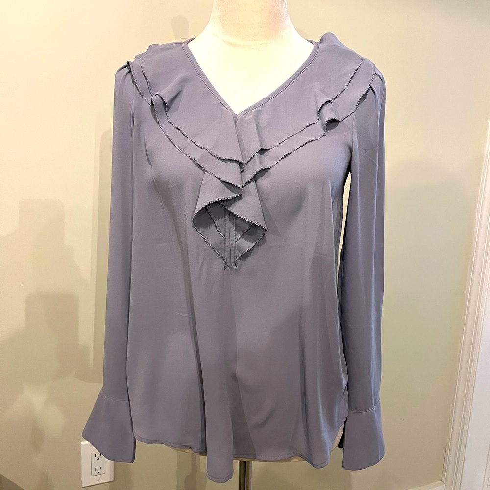 Ann Taylor Ruffle Neck Blouse Size XS